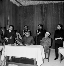 CCS photographed following his swearing-in ceremony as UP CM for a second time, seen here with Governor Gopala Reddi. February 16, 1970