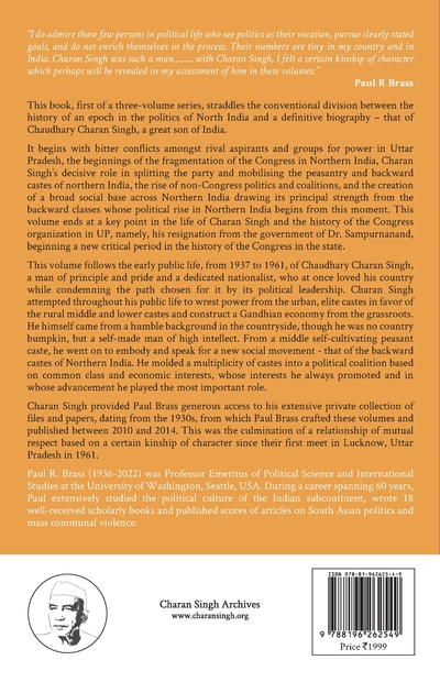 Charan Singh and Congress Politics, 1937-1961, Volume 1